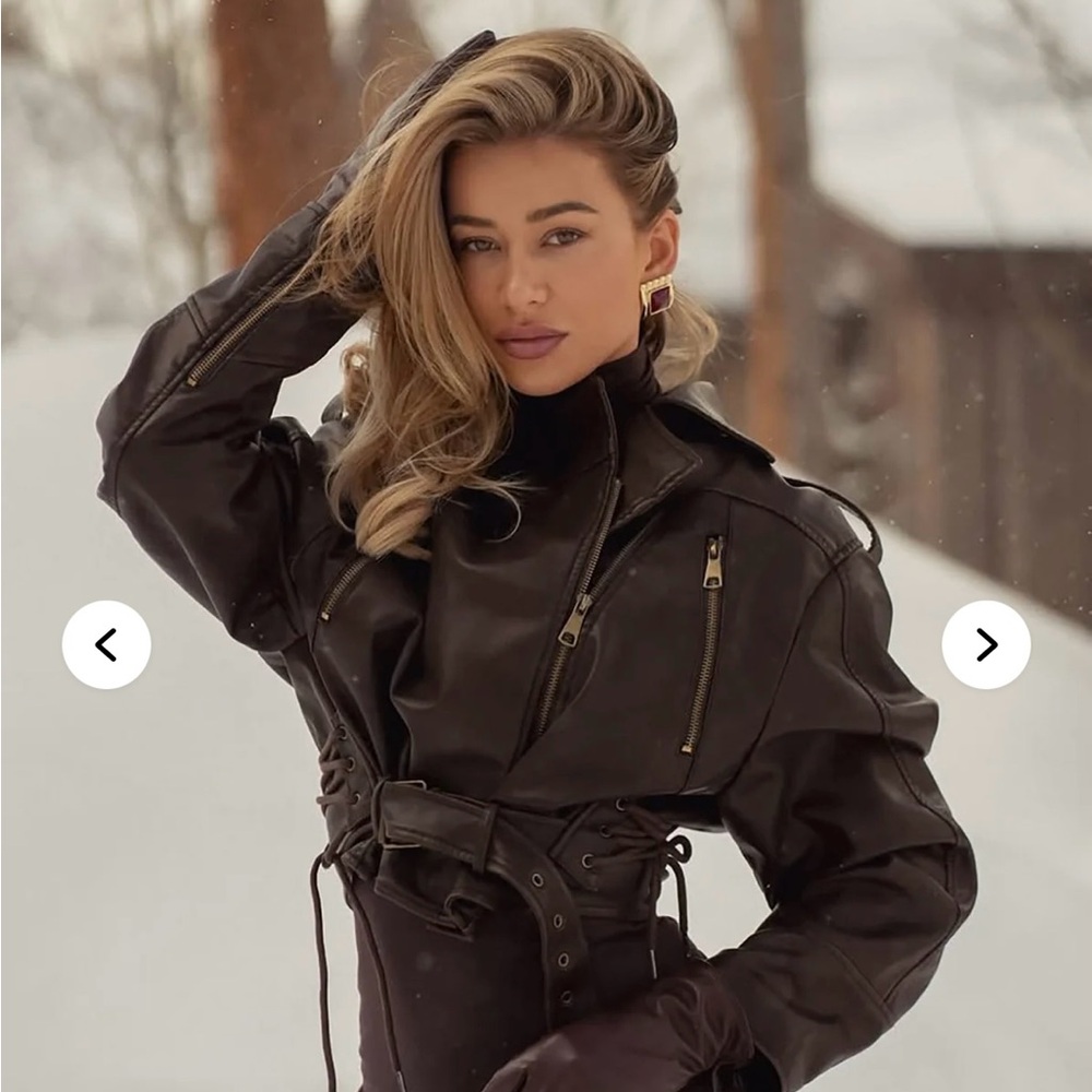 Fashion Nova Dark Brown Leather Jacket